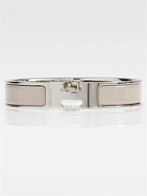 Marron Glace Enamel Palladium Plated Clic H PM Narrow Bracelet